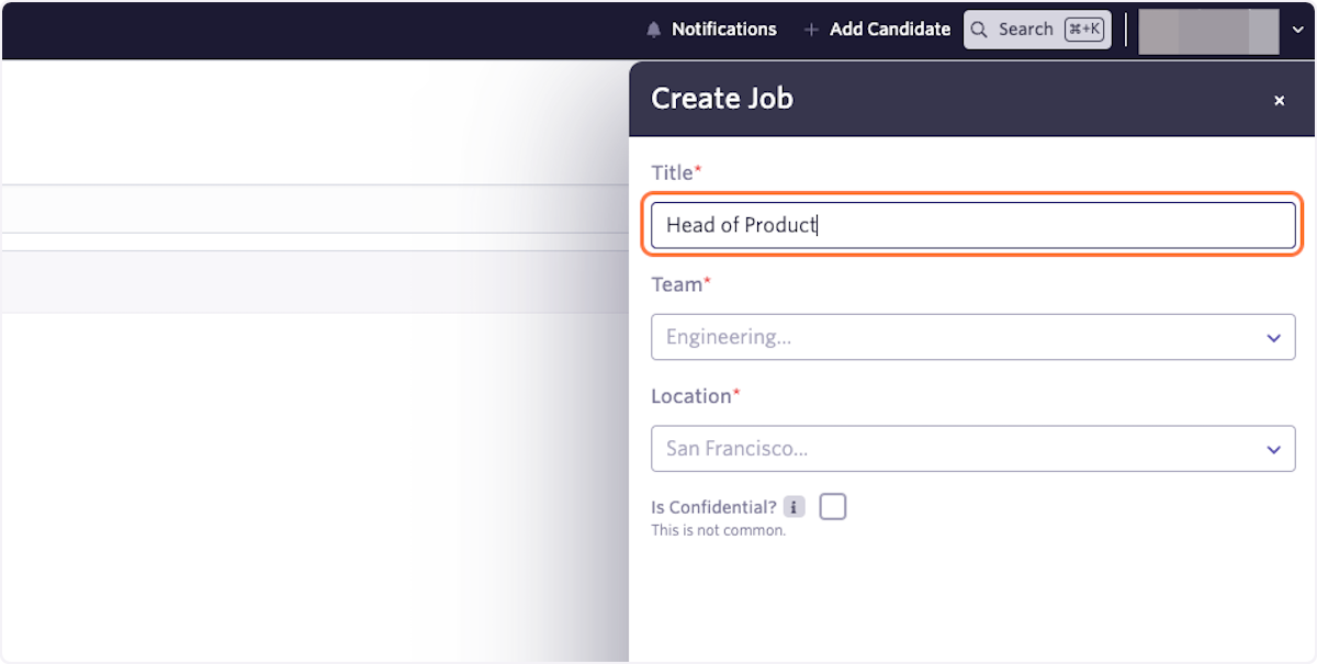 Type in the title of the role