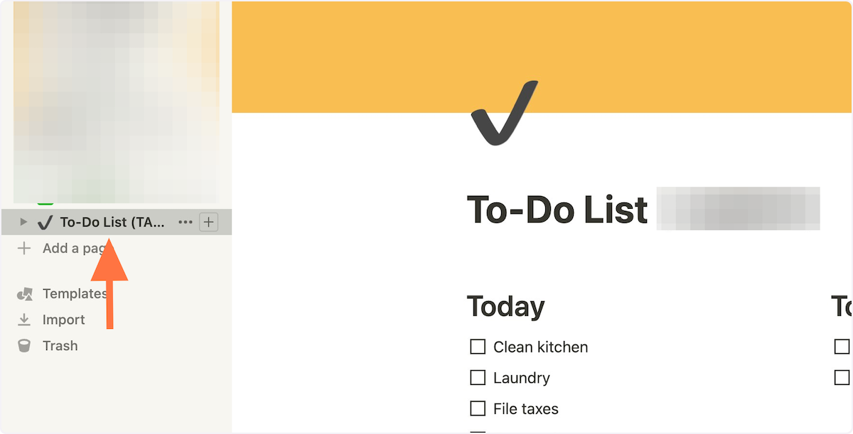 From the leftside menu, select the Notion board you want to work in