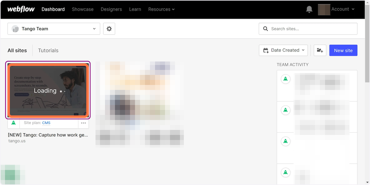 Open the [New] Tango site