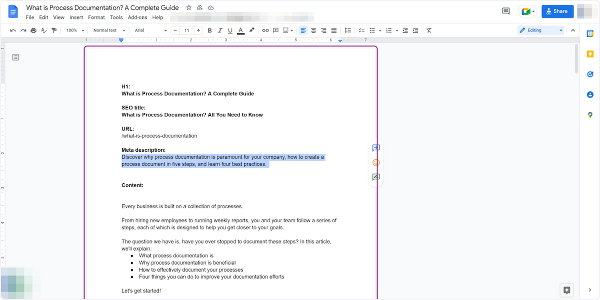 Copy text that you need