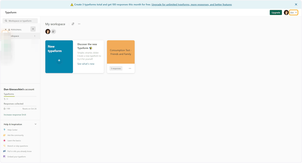 Go to Typeform - Workspaces