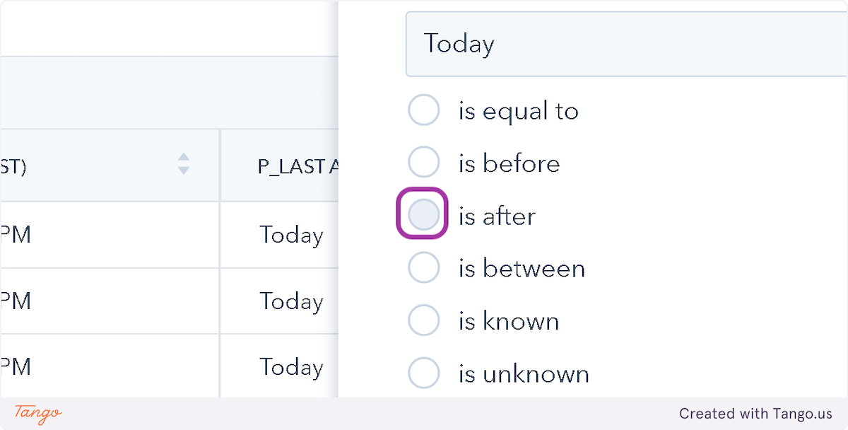 Click on "is after", then click on previous month, then click on 14