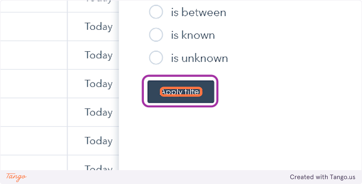 Click on Apply filter
