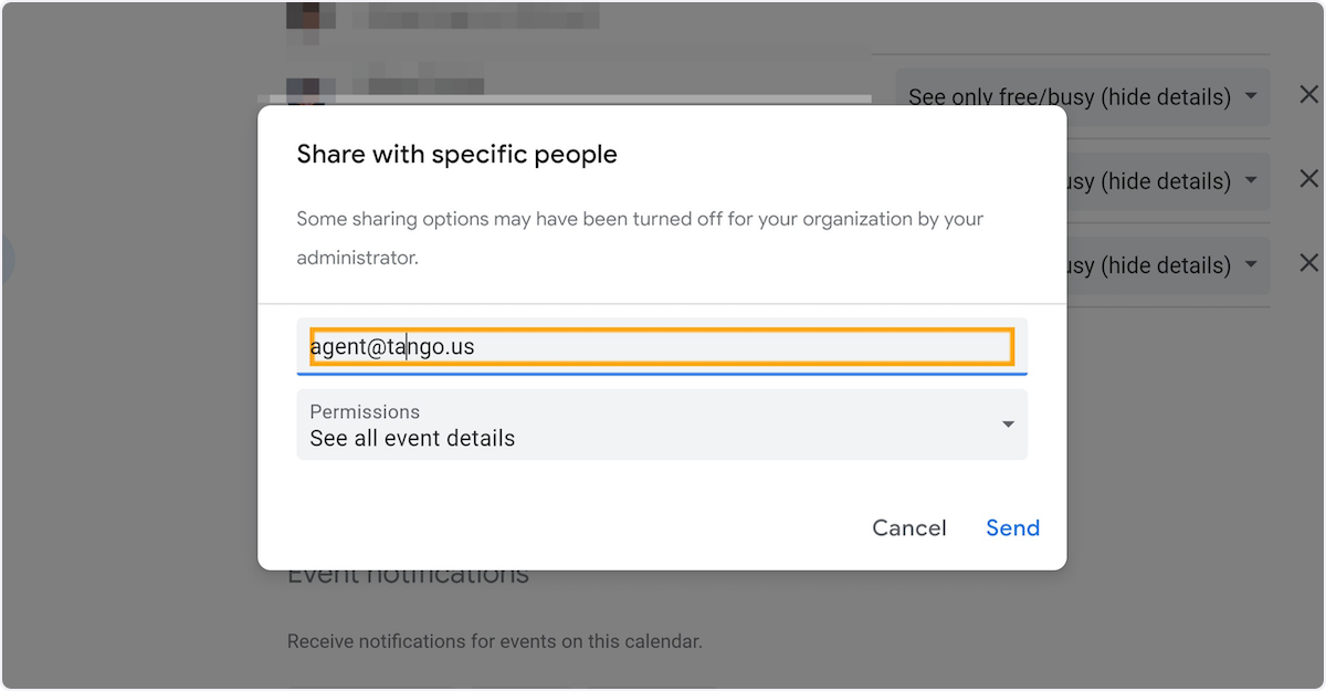 Type [Desired Email to Share With]