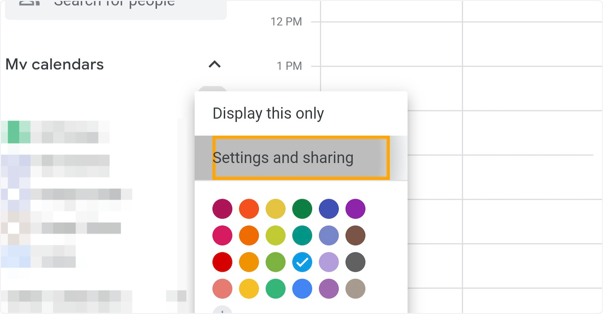 Click on "Settings and sharing"