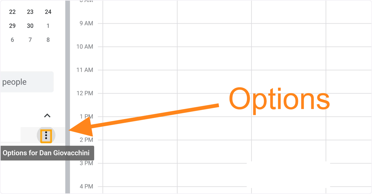 Click on the "Options" button next to your Calendar