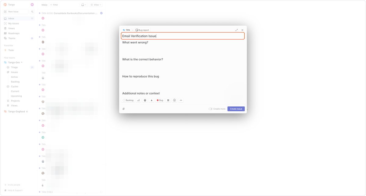Type the title of your issue