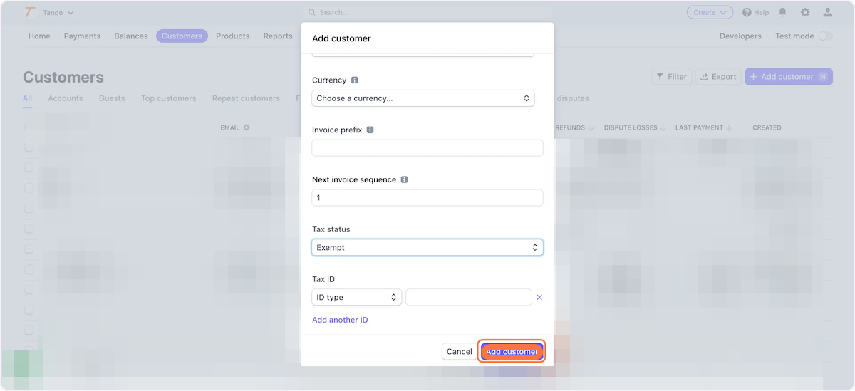 Click on Add customer
