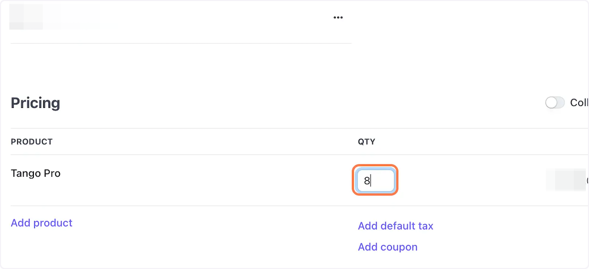 Select the Correct Tango Product, Enter number of seats being purchased