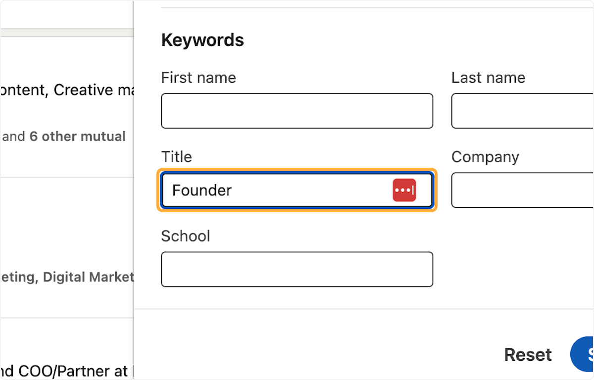 Refine the results by Job Title. In this example: "Founder"