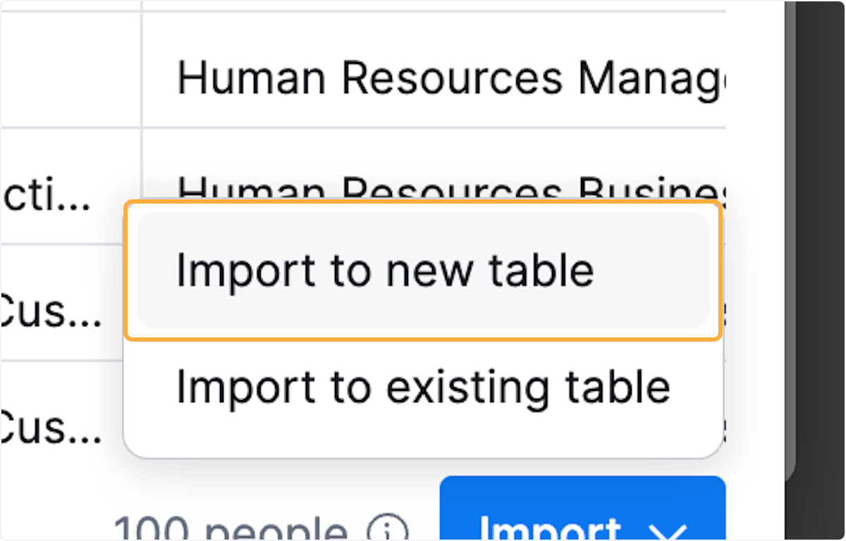 Click on Import to new table