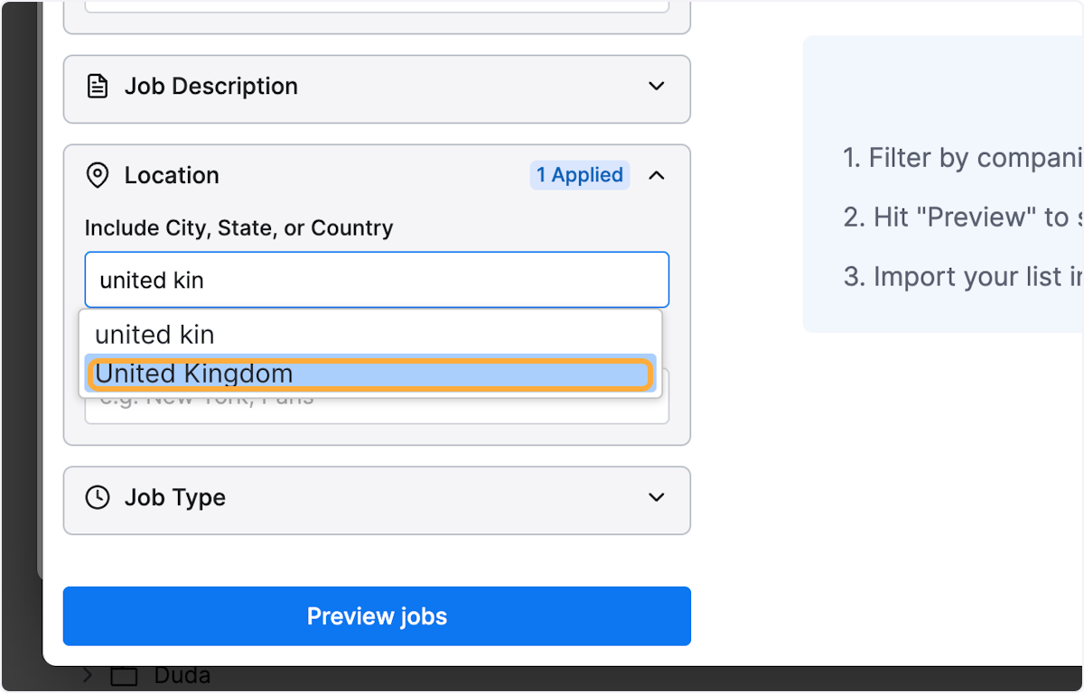 Click on United Kingdom to select it.