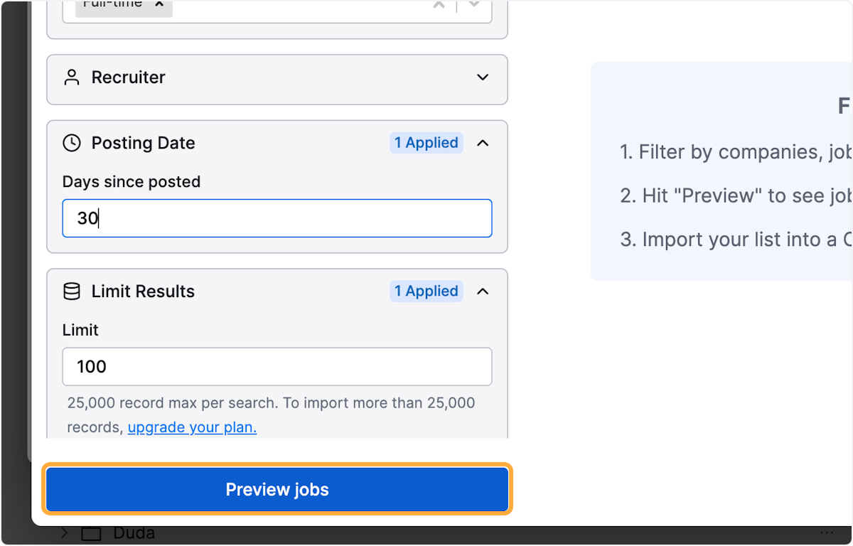 Click on Preview jobs