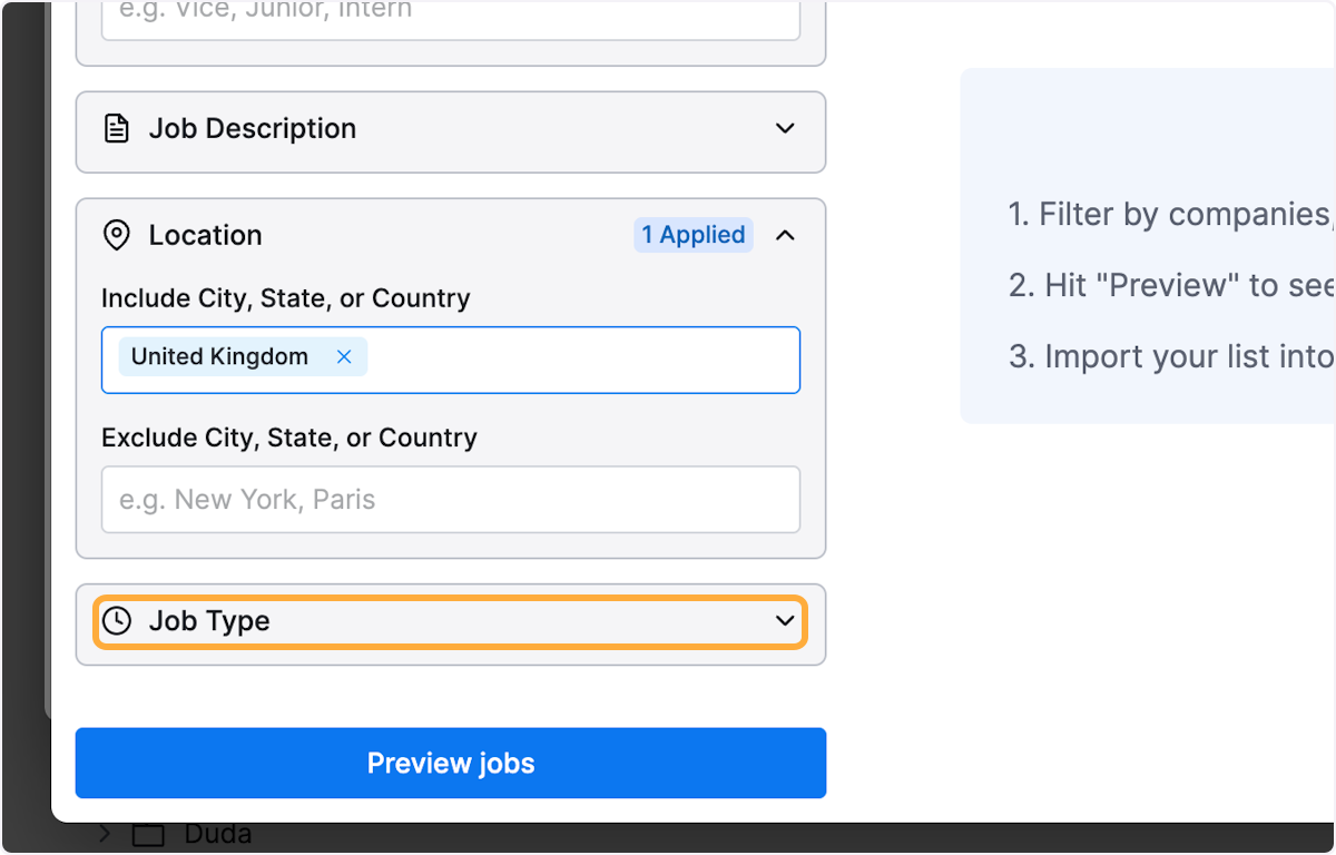 Click on Job Type