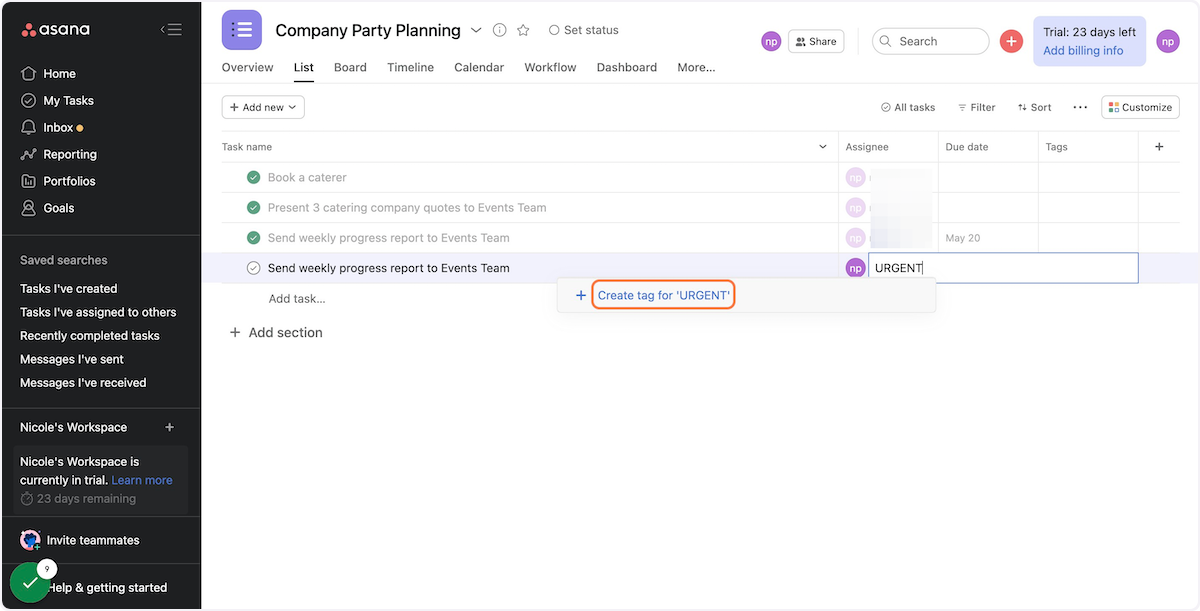 Once you've finalized your tag, click "Create tag for ..."