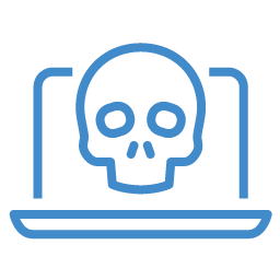 icon of skull on laptop screen