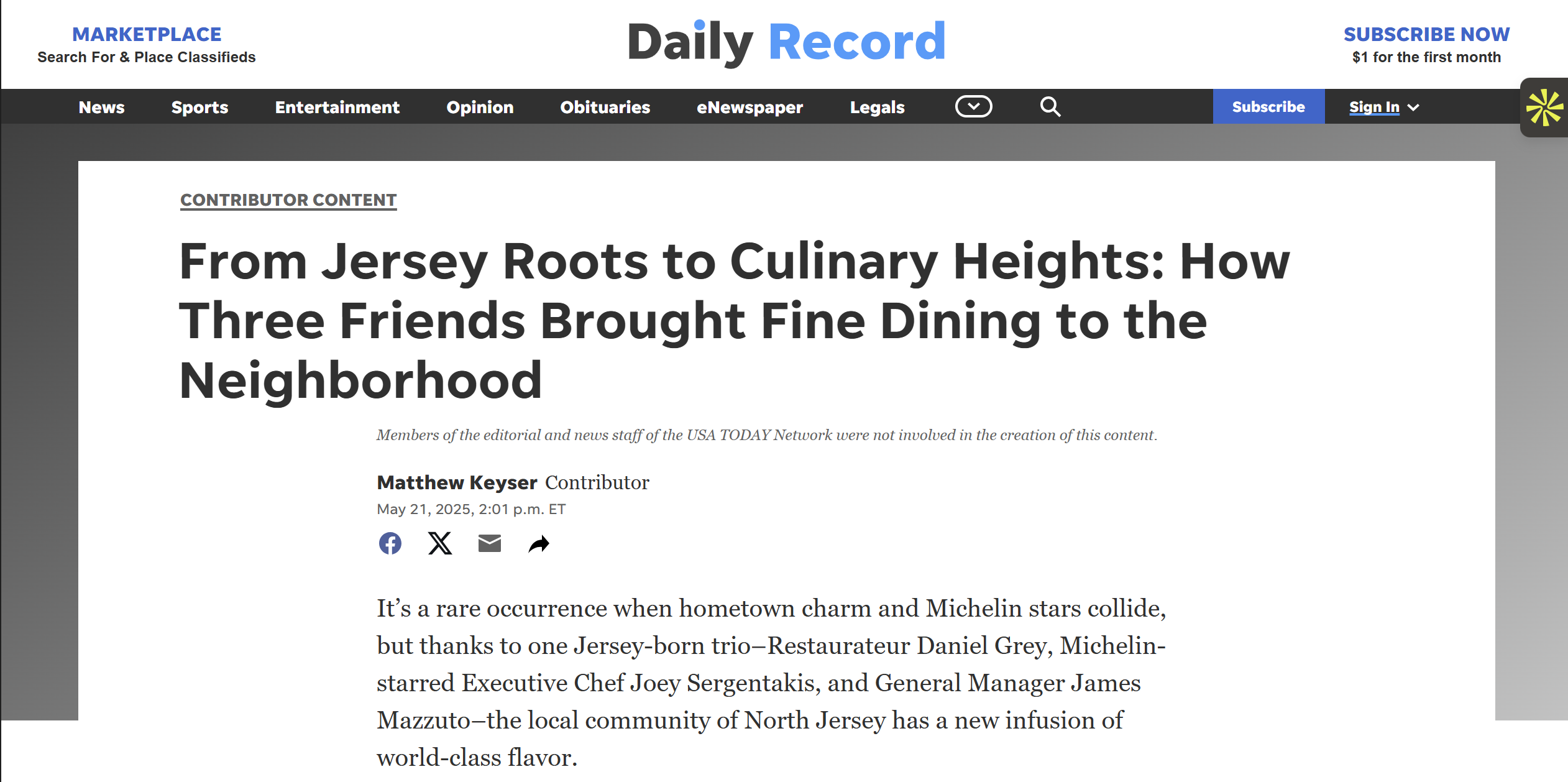 Daily Record placement