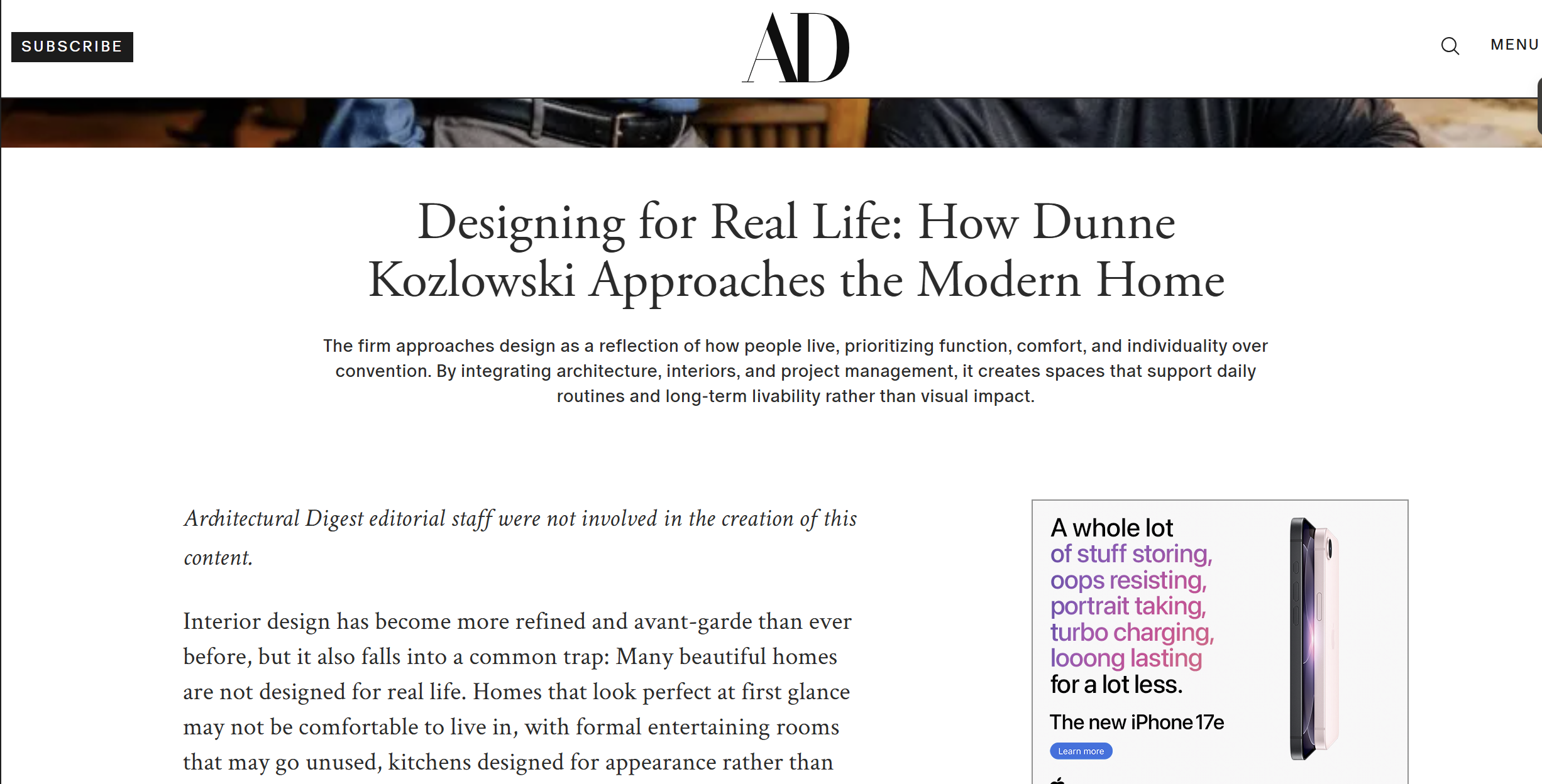 Architectural Digest placement