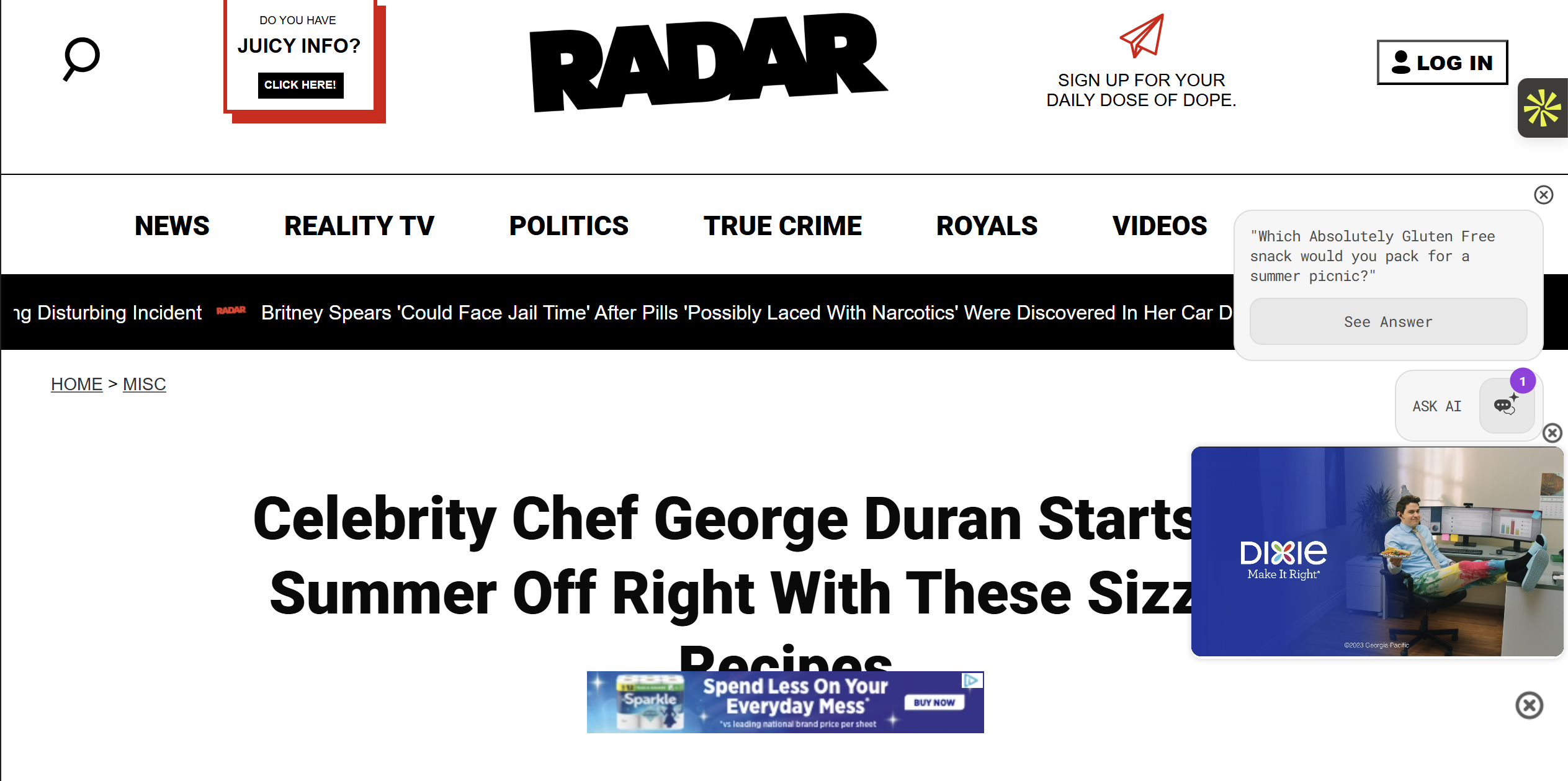 Radar Online placement