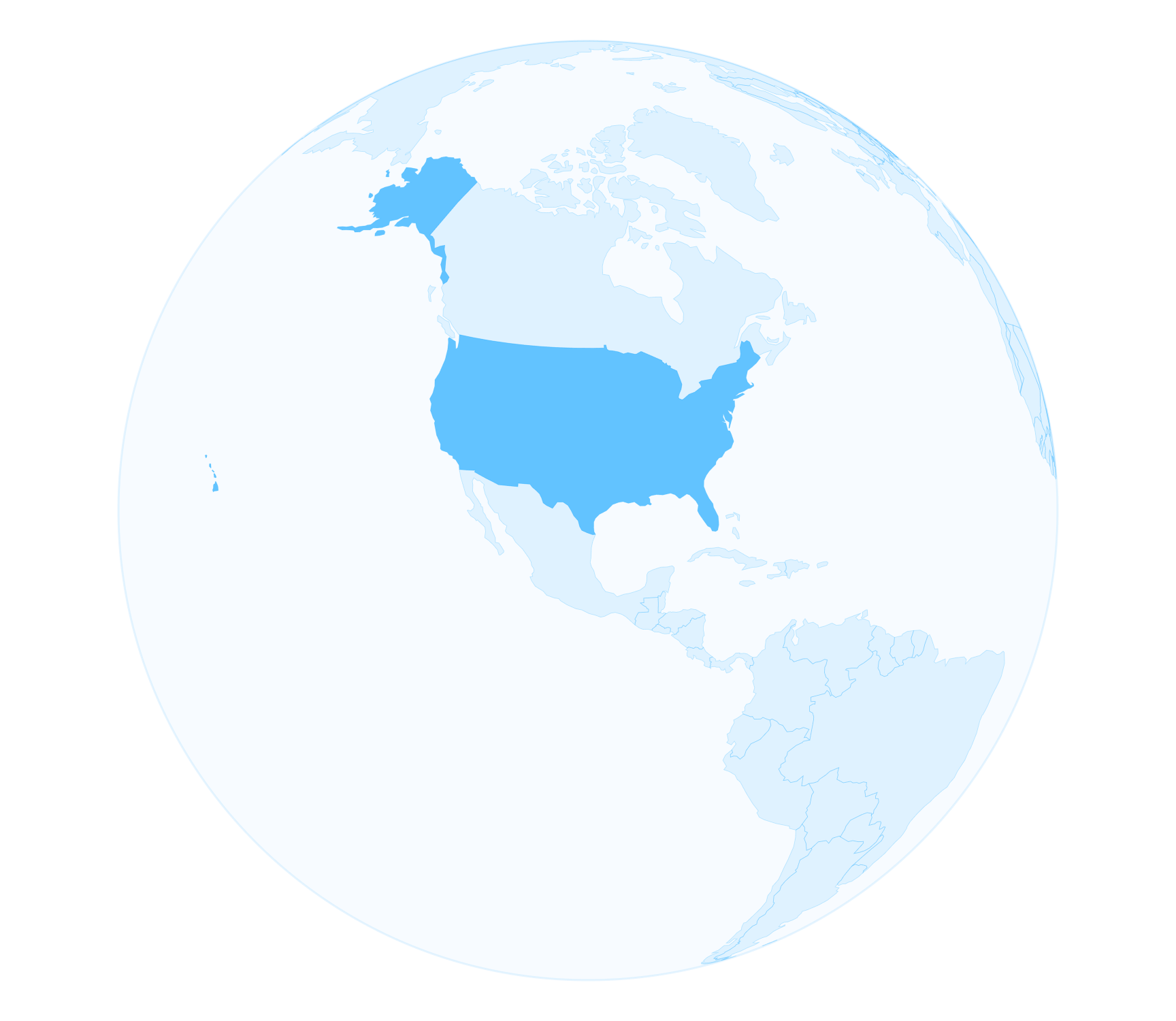 Globe highlighting the United States for federal regulations