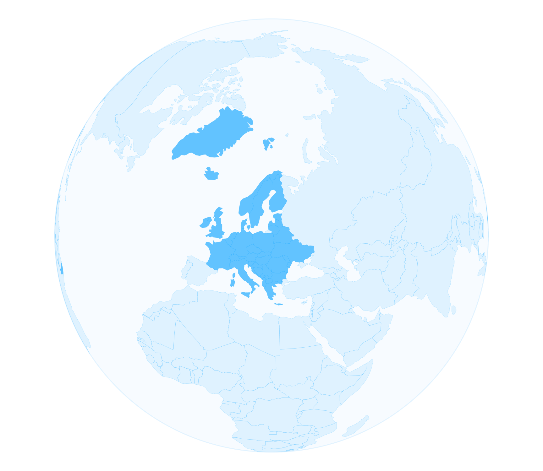 Globe highlighting Europe