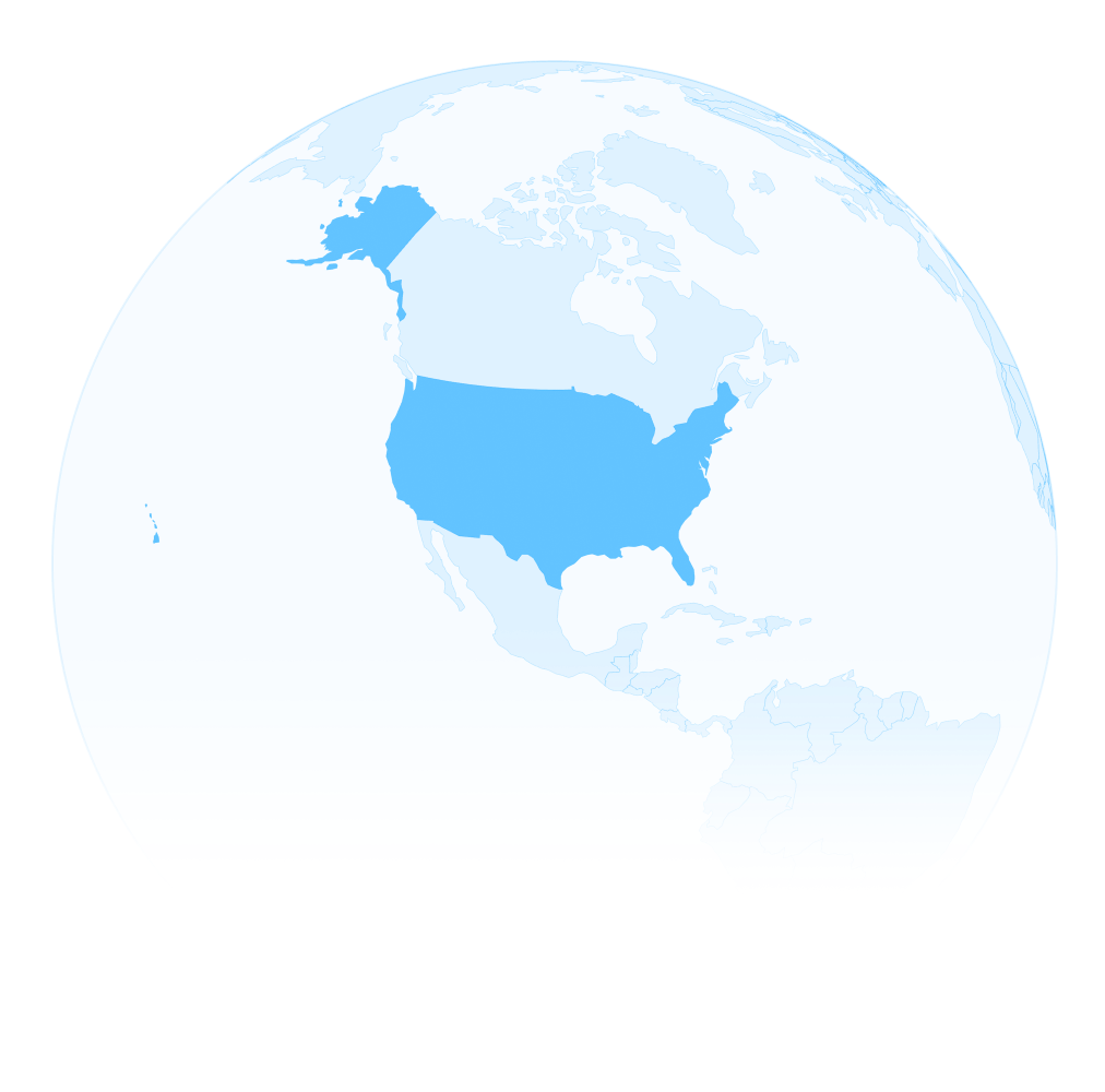 Globe highlighting the United States for federal regulations