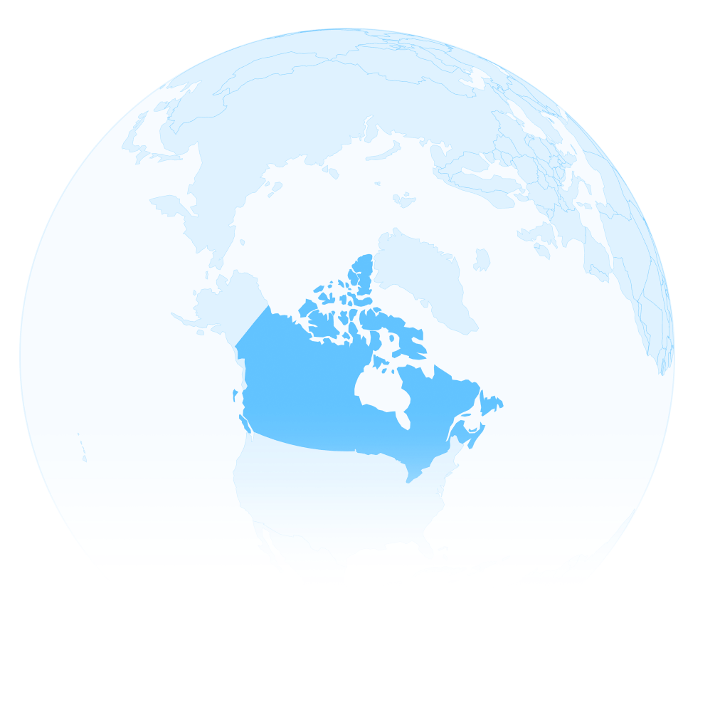 Globe highlighting Canada