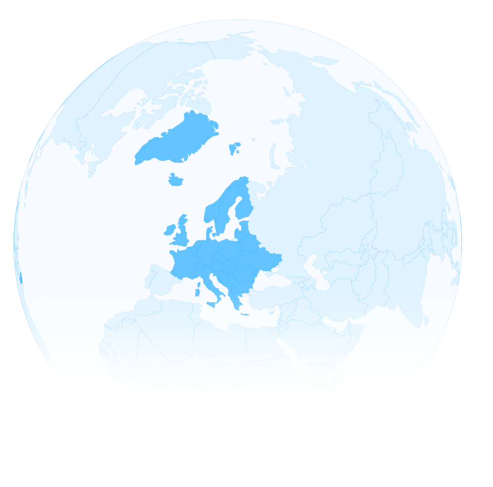 Globe highlighting Europe