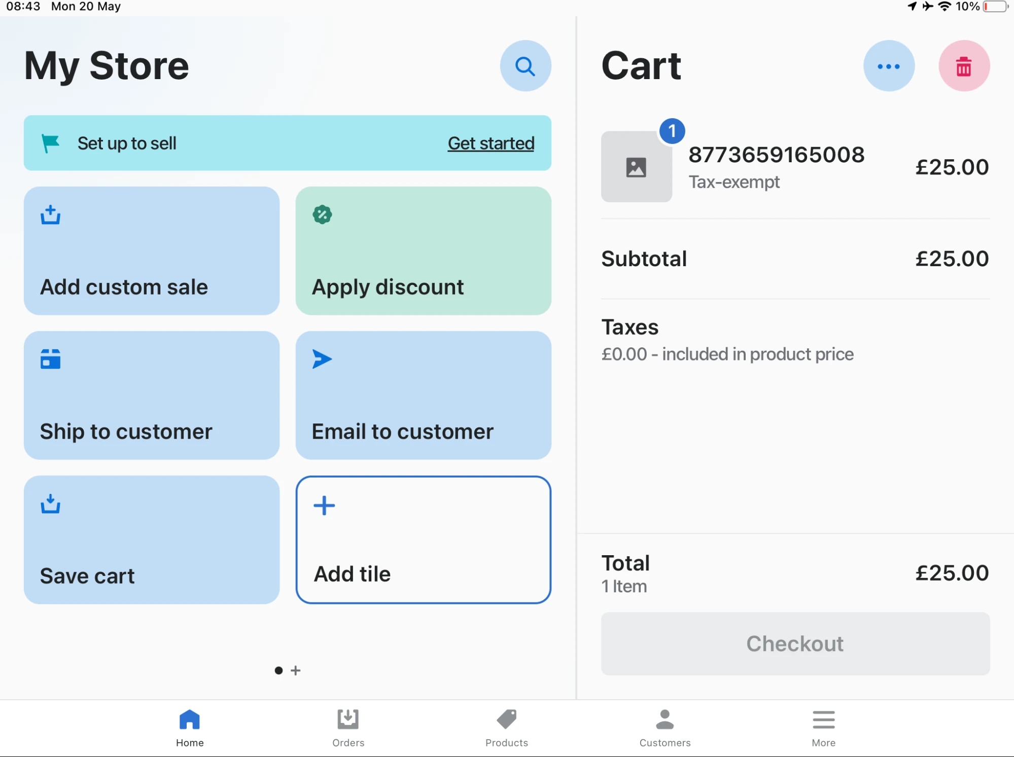 Point of sale checkout on a tablet with a Dataships consent box
