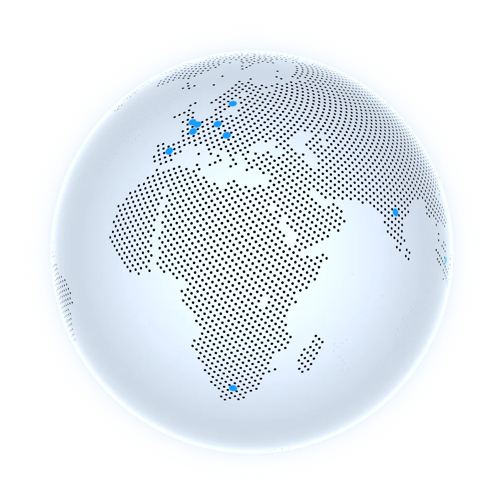 Globe showing the jurisdictions Dataships keeps current
