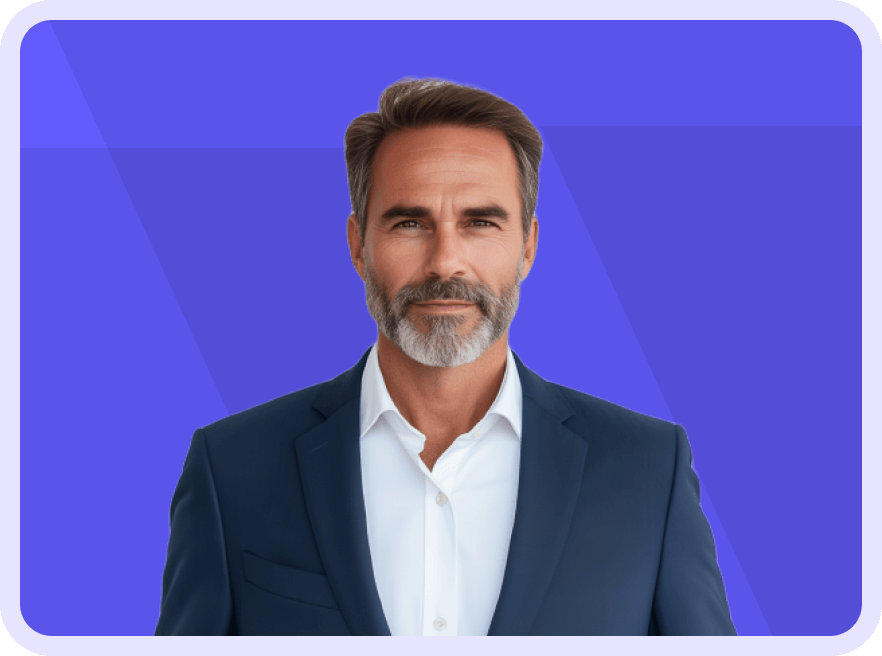 A man with a beard wearing a suit.