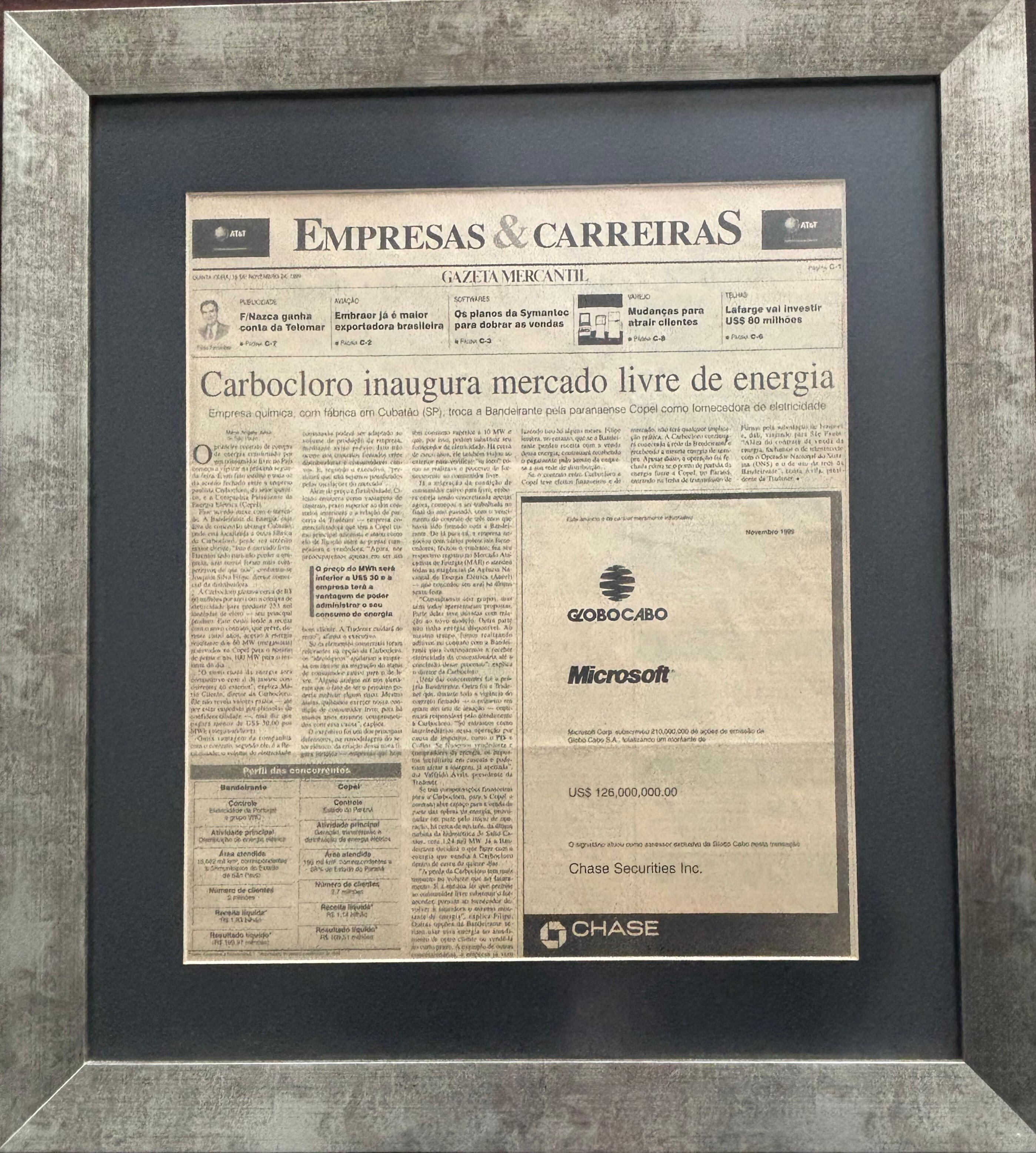 Primeiro contrato de energia do brasil Tradener e Corbocloro