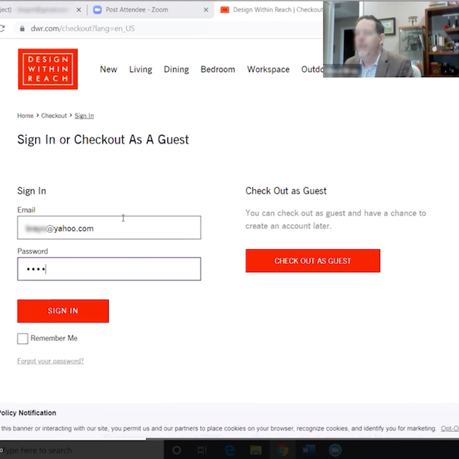 Mobile app usability test session