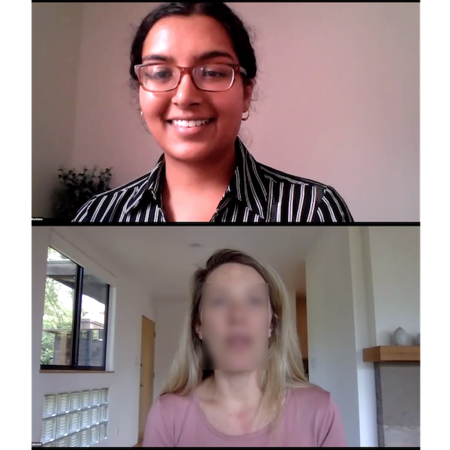 UX research participant uses an insurance mobile app to take a photo of her car.