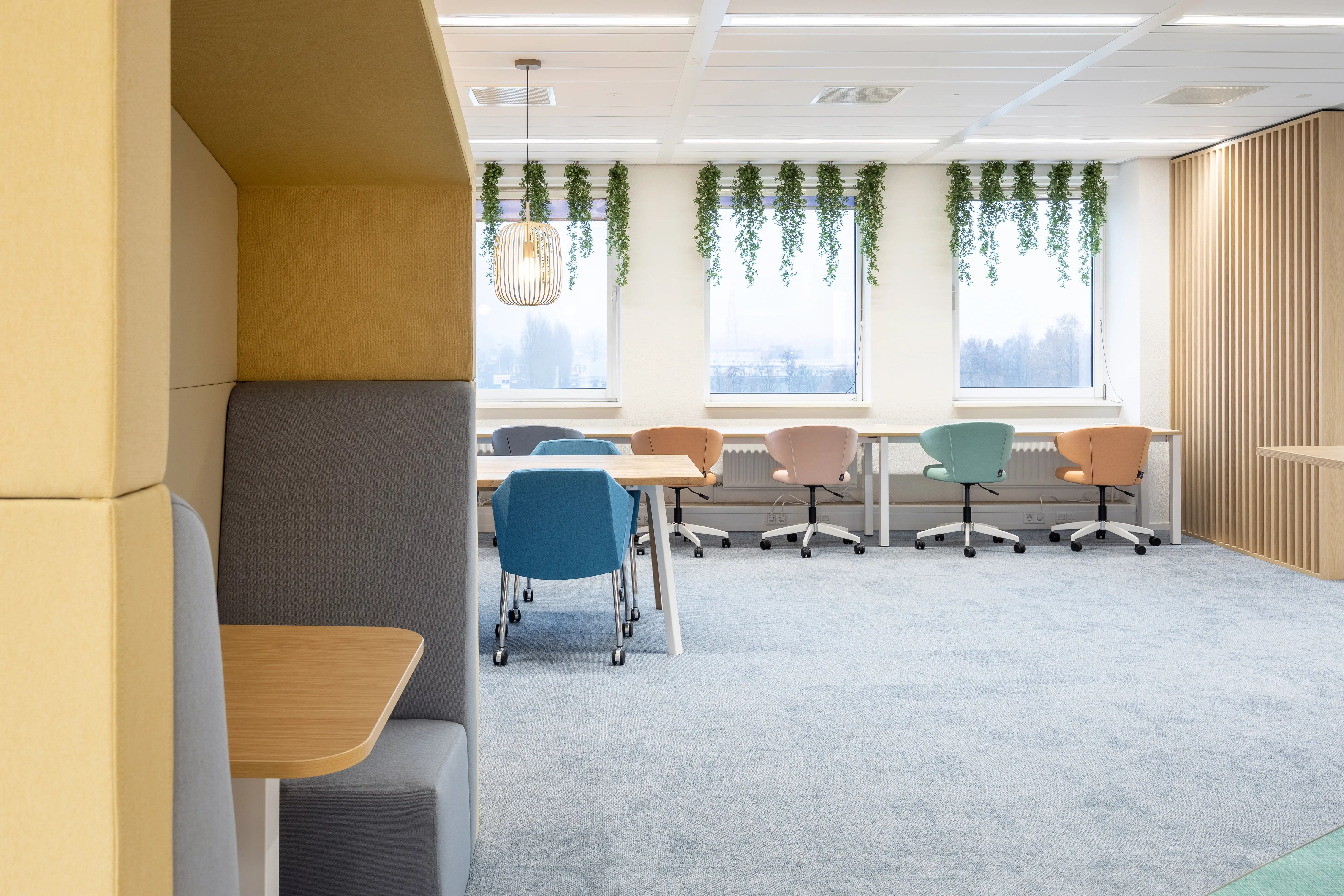 Interior with colourful furniture.