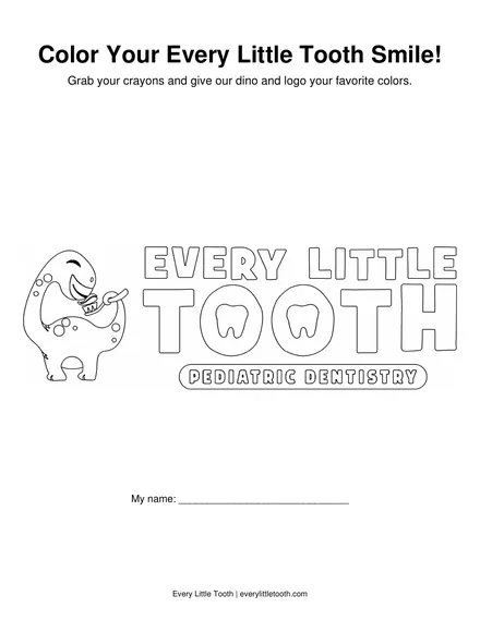 Every Little Tooth dino logo coloring page