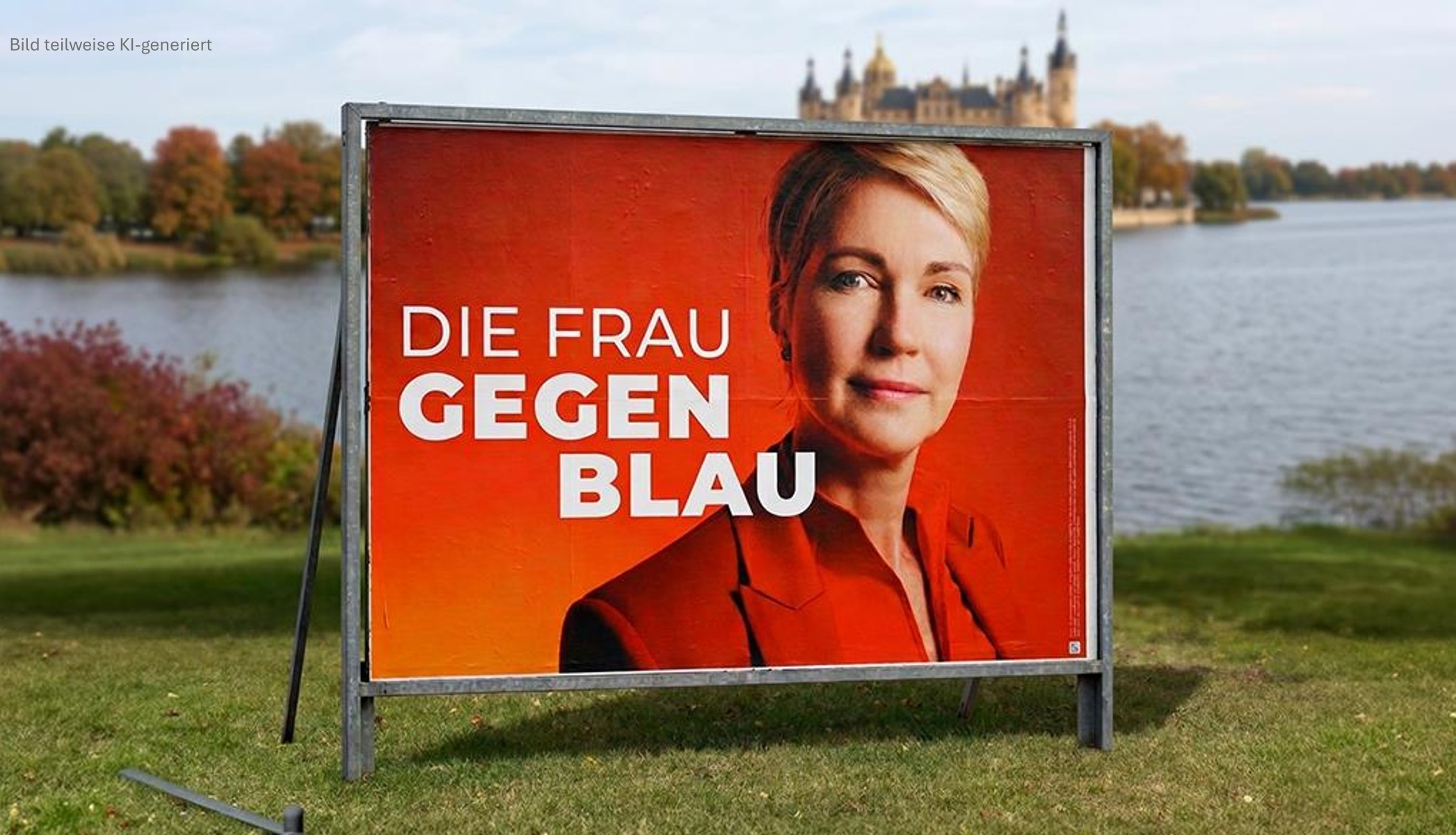 Plakat von der Kampagne "DIE FRAU GEGEN BLAU" 