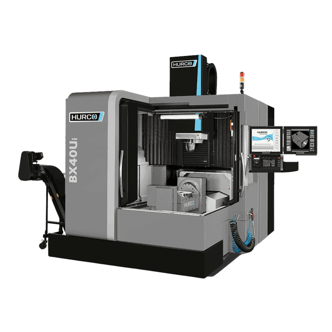 Hurco BX40Ui CNC milling machine with open door and control panel on the right.