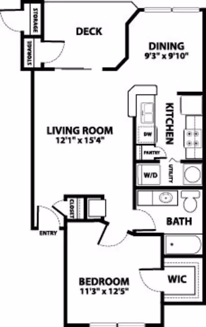 1/1 floor plan layout