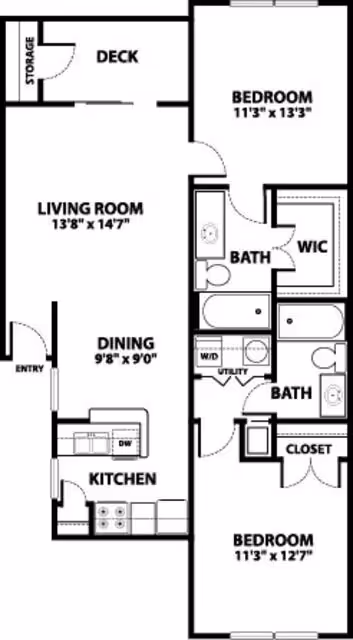 2/2 A floor plan layout