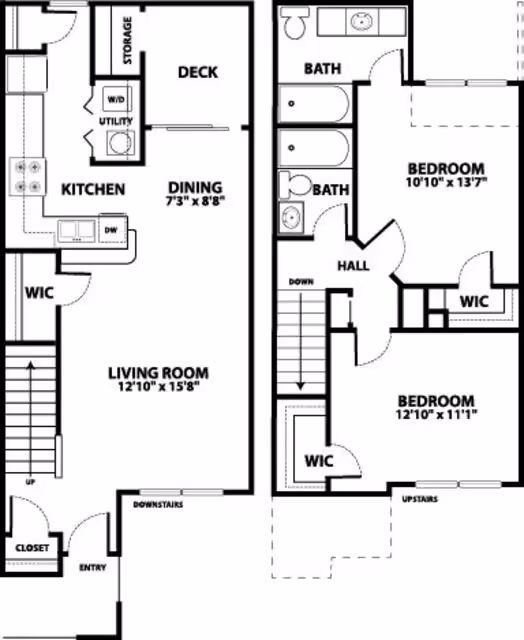 2/2 B floor plan layout