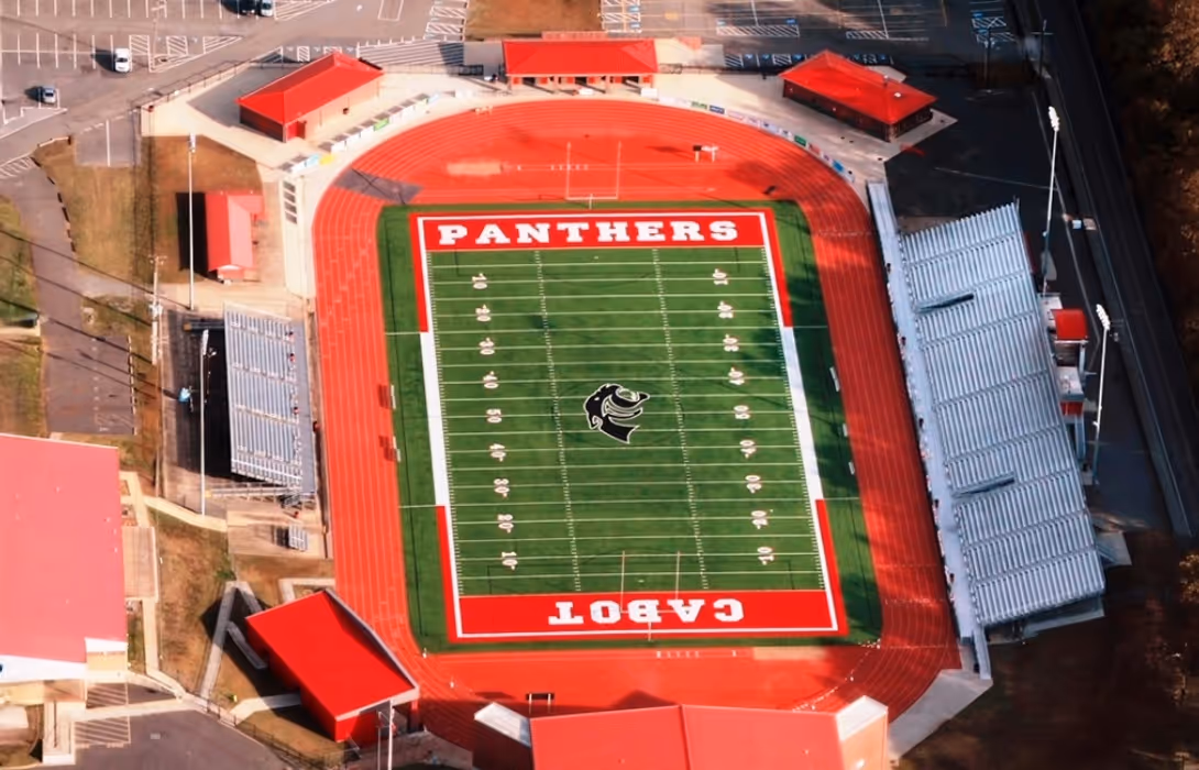 Drone photo of the Cabot Panthers Football Field.