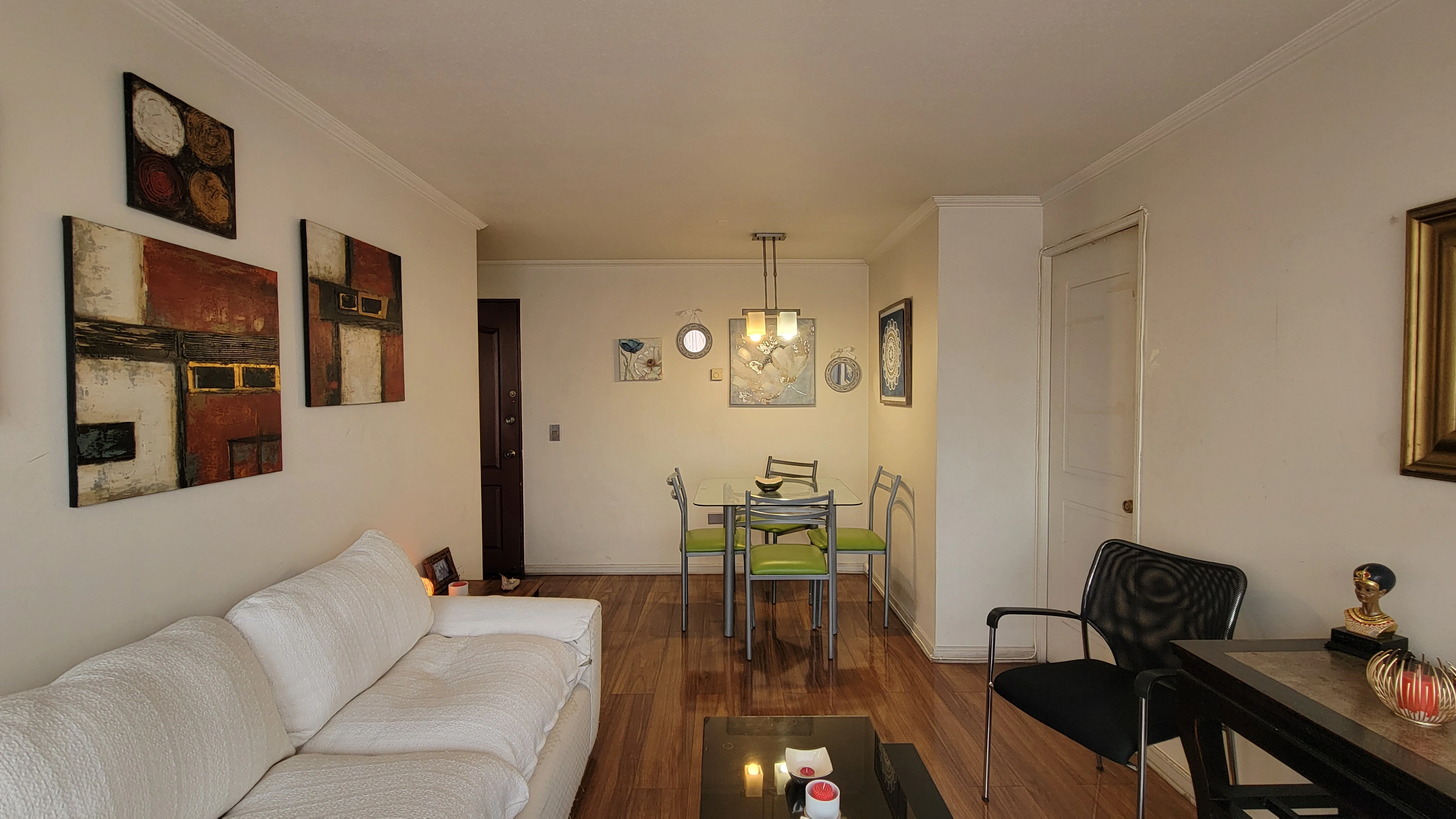 Fotografía del living de un departamento en venta en Providencia muy bien decorado