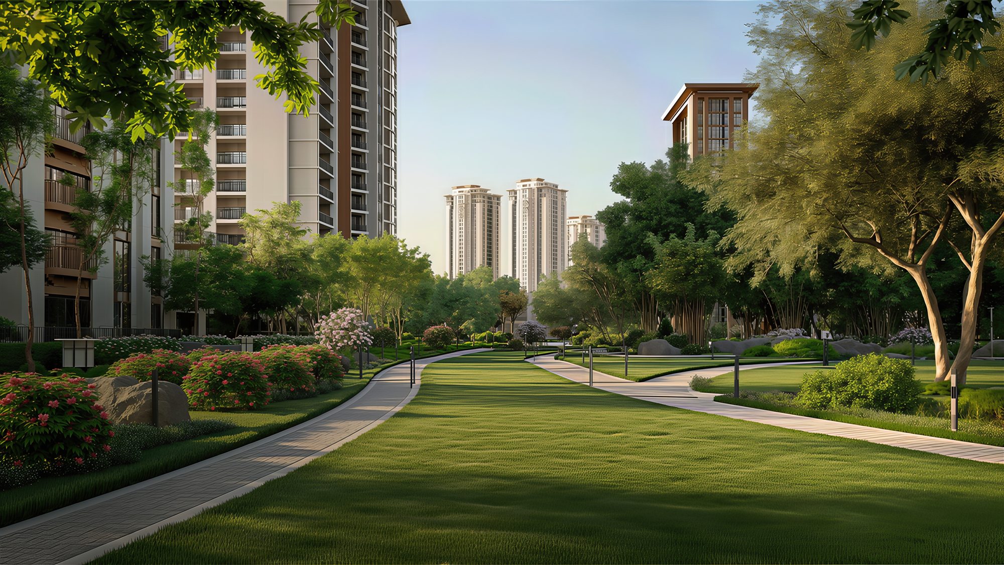 Landscaped parks and open spaces