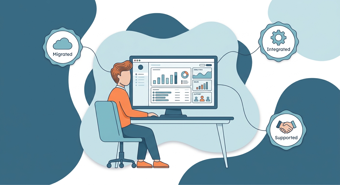 A support team member reviewing HubSpot ticket data during a helpdesk migration