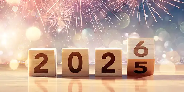 Imagem comemorativa da virada do ano de 2025 para 2026