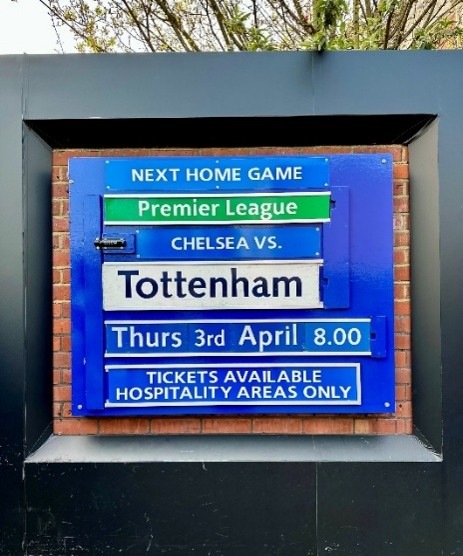 Chelsea vs Tottenham match day sign