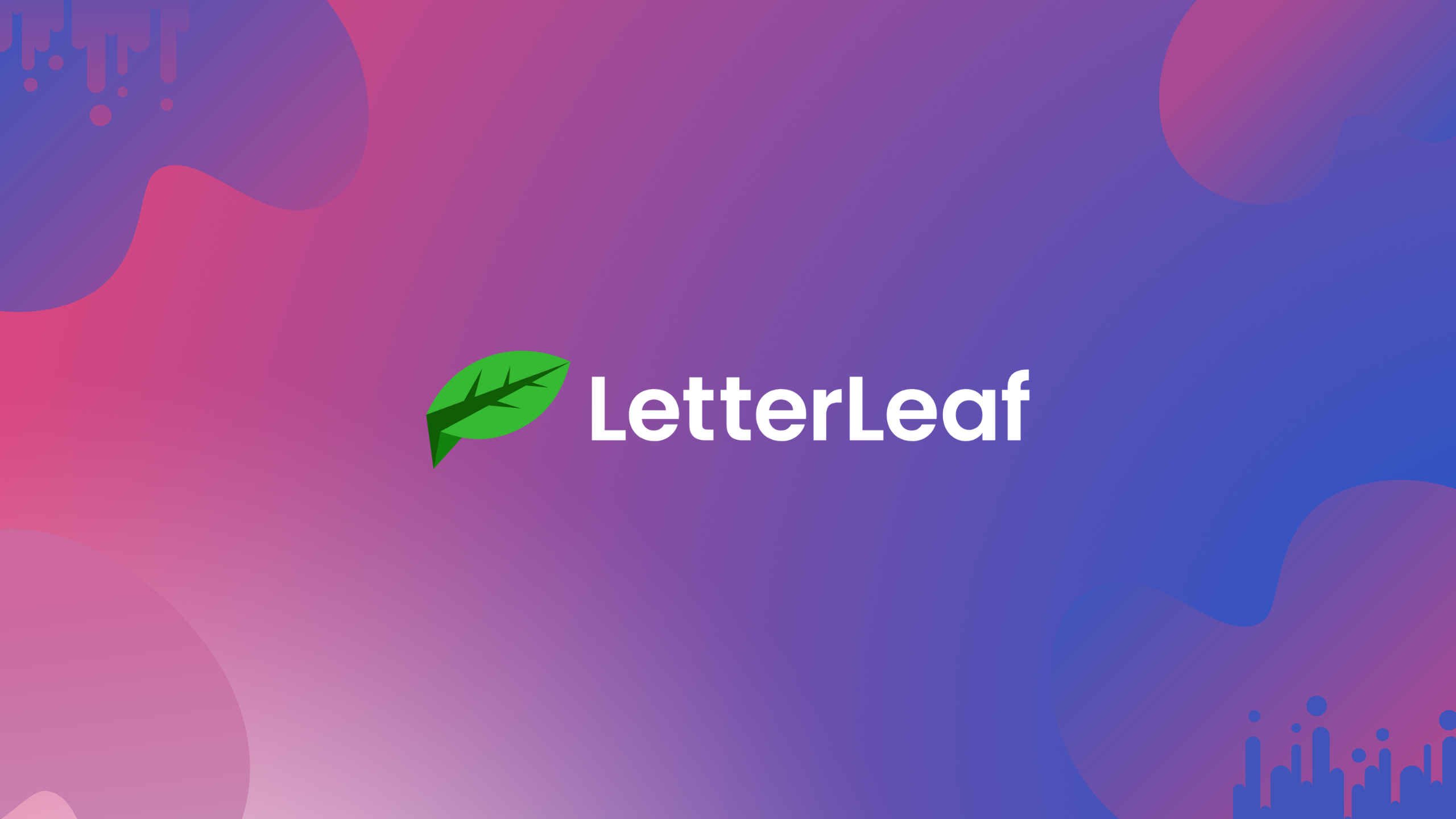 Hero image of gradient background with letterleaf logo