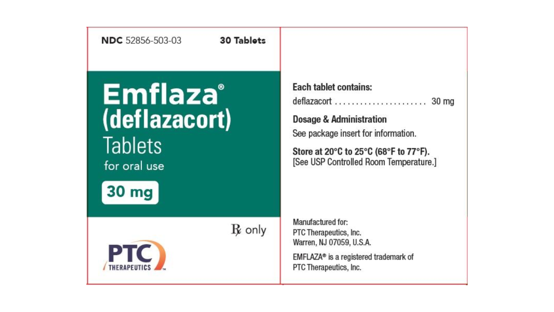 EMFLAZA (deflazacort) comprimidos