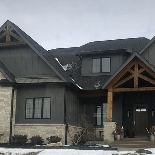 Image of a roof finished on a house in the winter